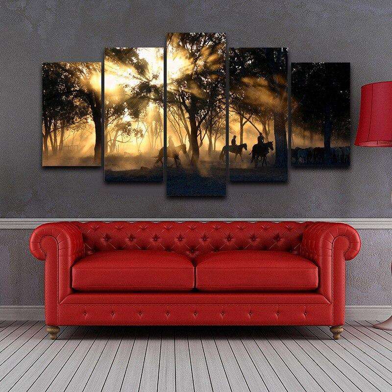 Atardecer en el Bosque Lienzo Artístico 5 Piezas - ARTYHC™