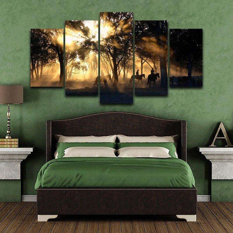 Atardecer en el Bosque Lienzo Artístico 5 Piezas - ARTYHC™