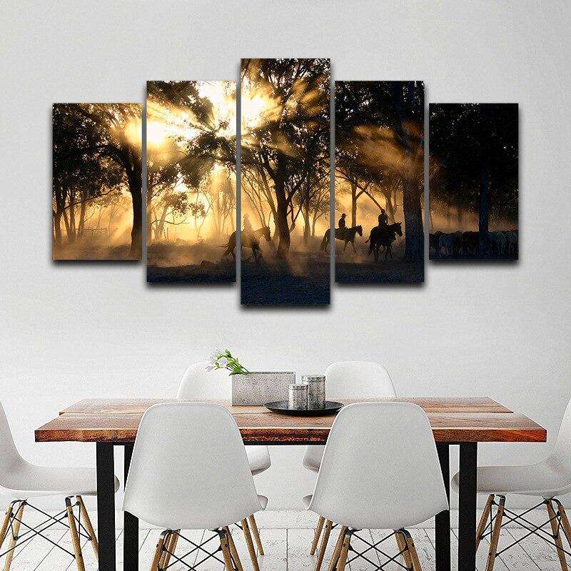 Atardecer en el Bosque Lienzo Artístico 5 Piezas - ARTYHC™