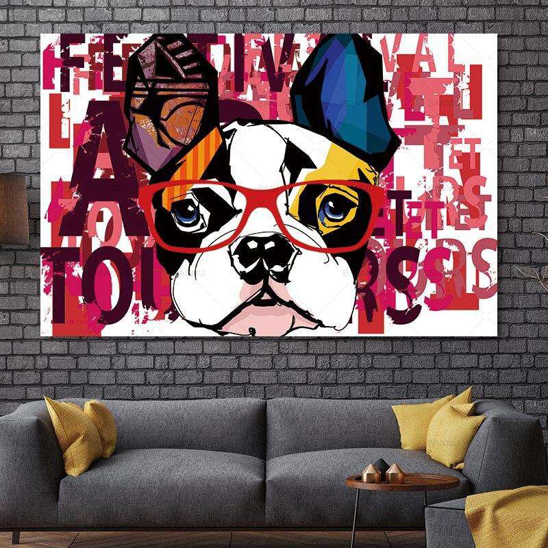 Lienzo de un perro con estilo para decorar la casa