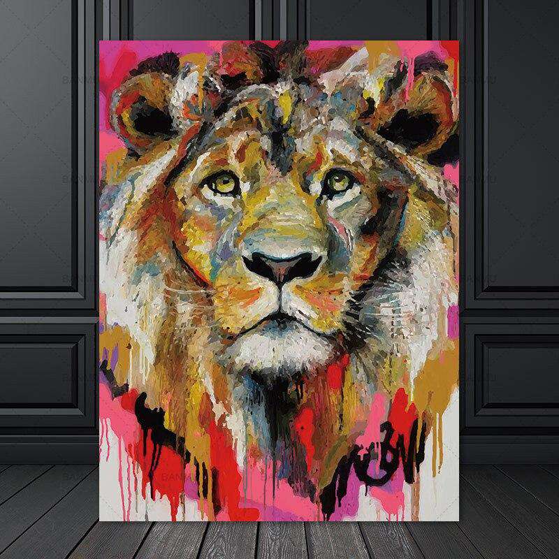 Lienzo de animales abstractos para un salón moderno