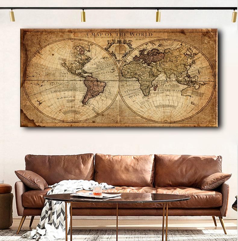 Lienzo del mapa del mundo para decorar una oficina