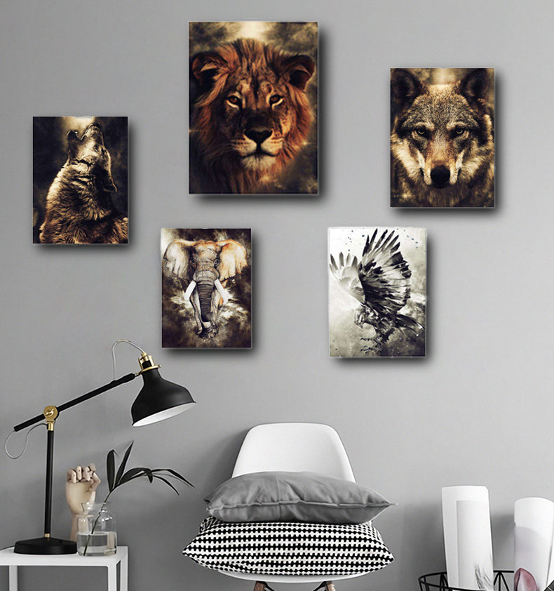 Lienzo de animales nórdicos en estilo escandinavo