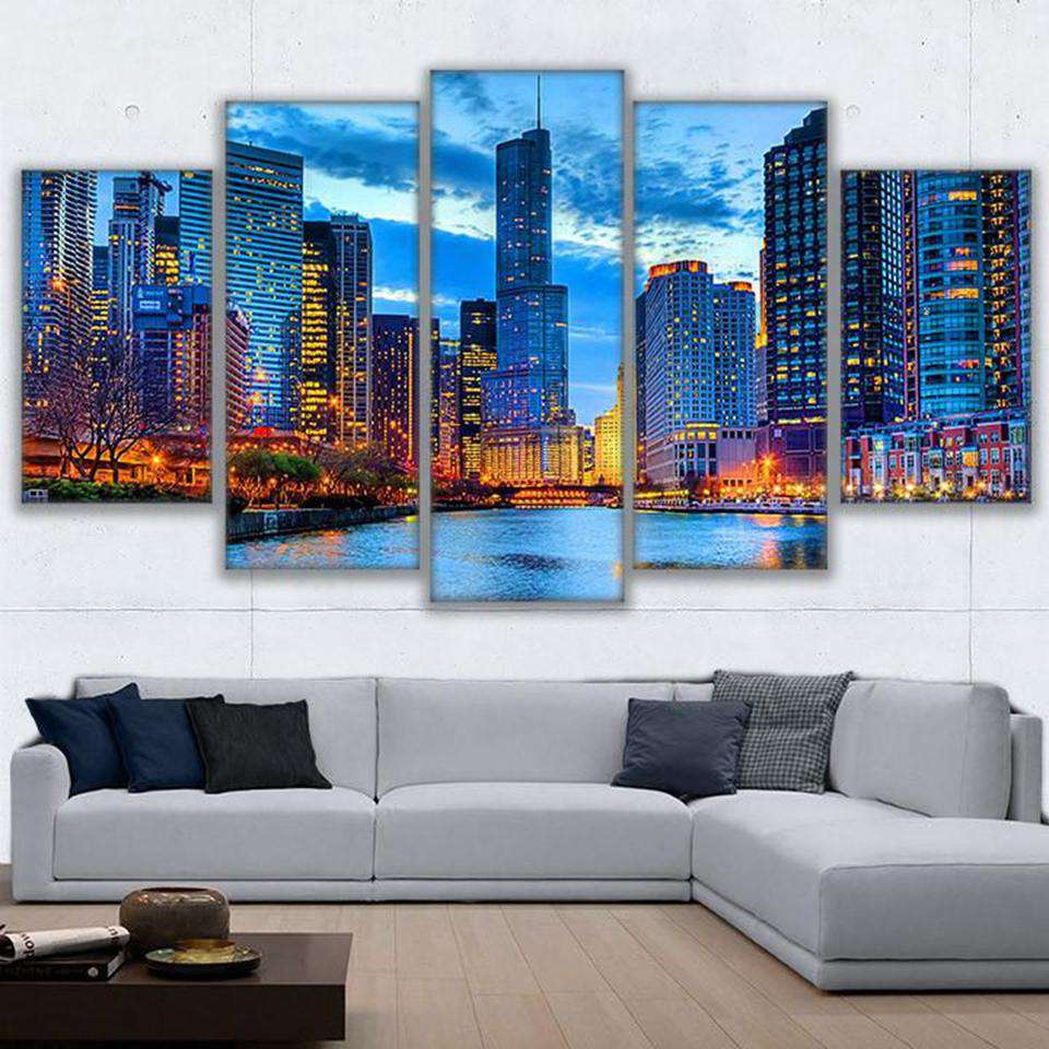 Edificios de Chicago City Lienzo Artístico 5 Piezas - ARTYHC™