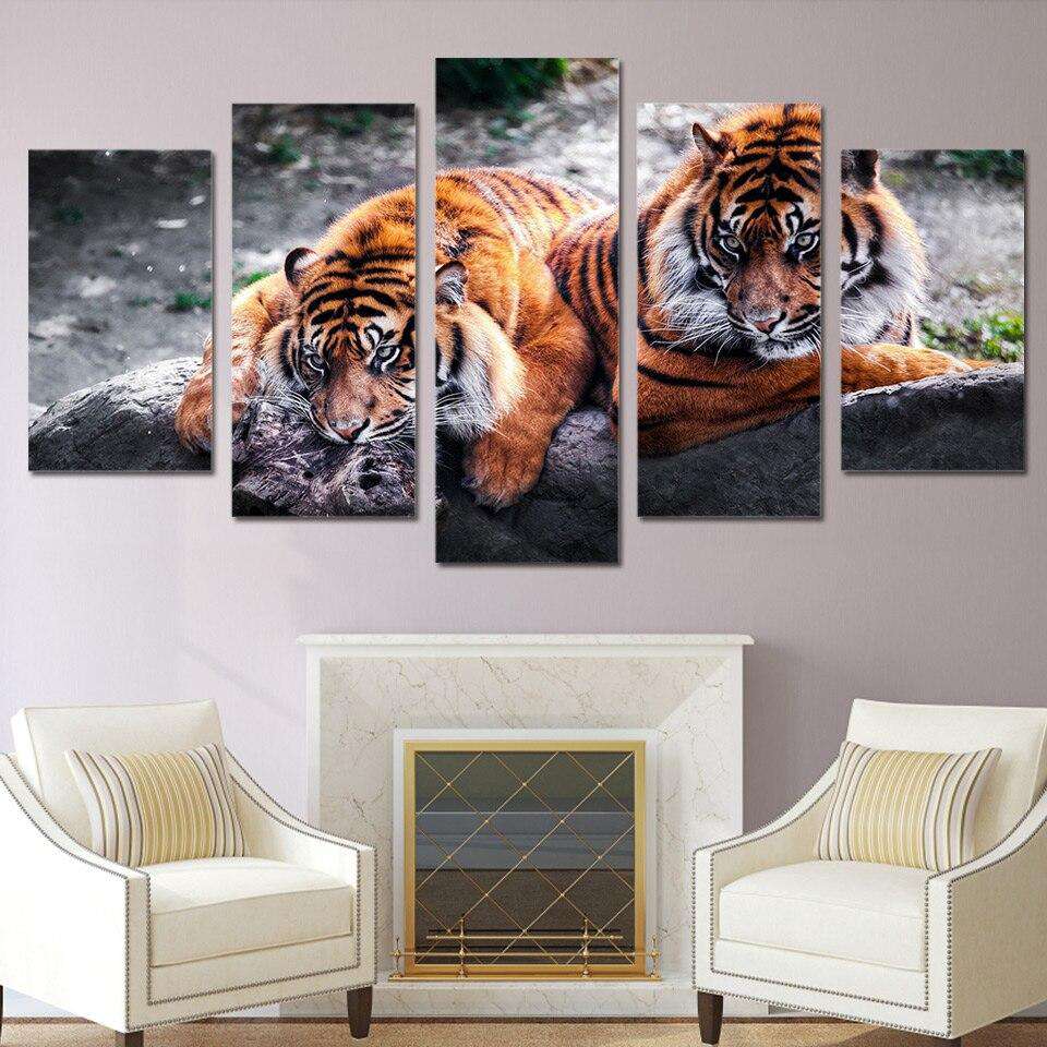 Tigres de Bengala Lienzo Artístico 5 Piezas - ARTYHC™