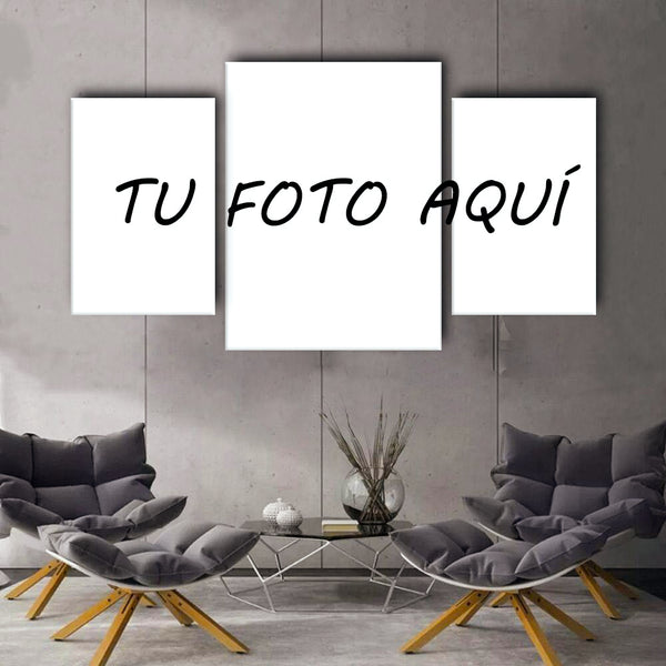Lienzo personalizado de 3 piezas estilo 02 en una pared