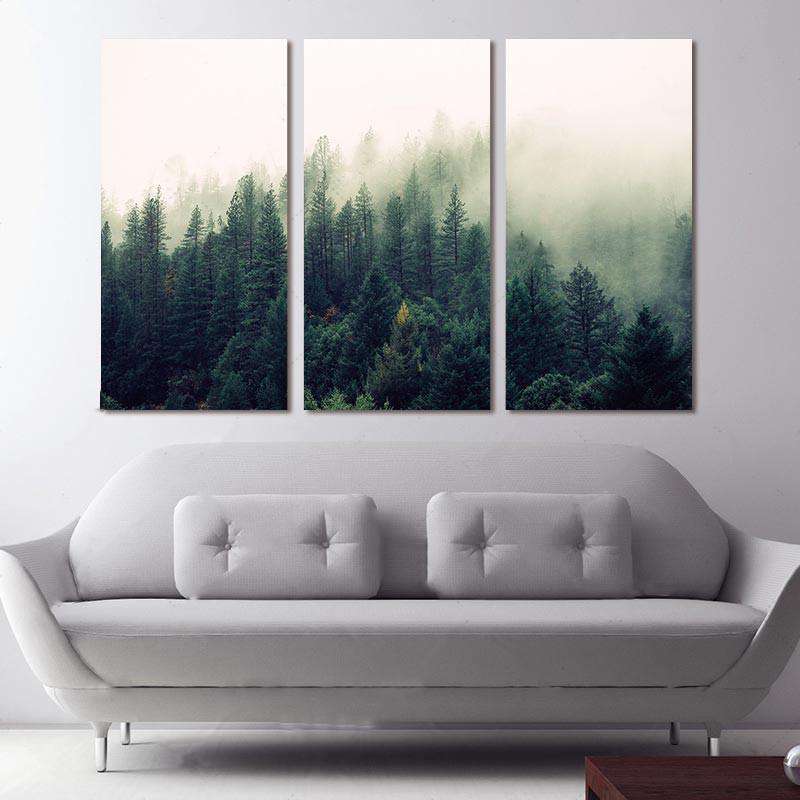 Sobre la Niebla del Bosque Lienzo Artístico 3 Piezas - ARTYHC™