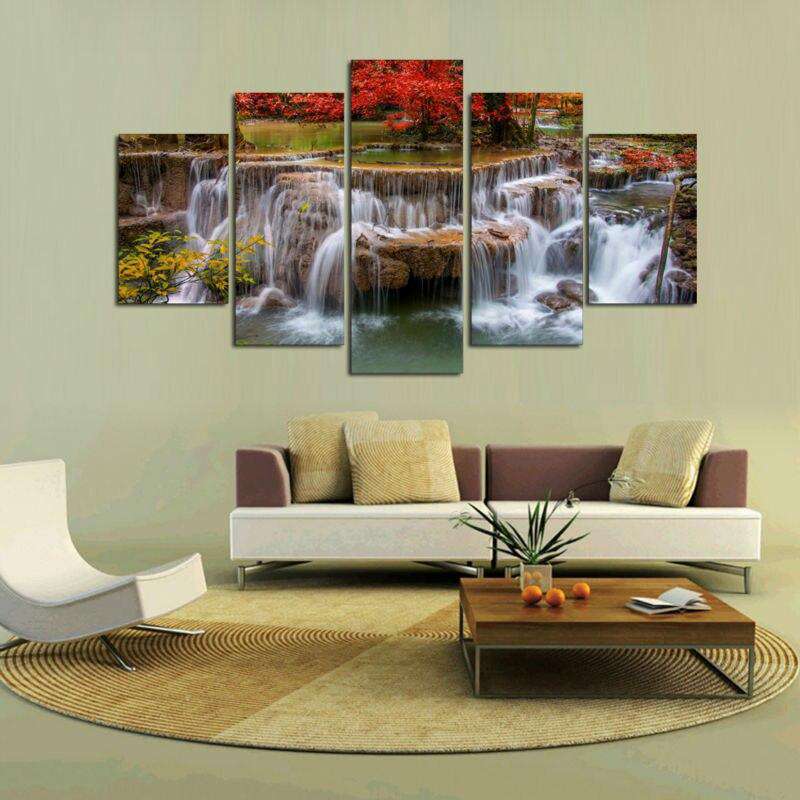 Cascada del Arce Rojo Lienzo Artístico 5 Piezas - ARTYHC™