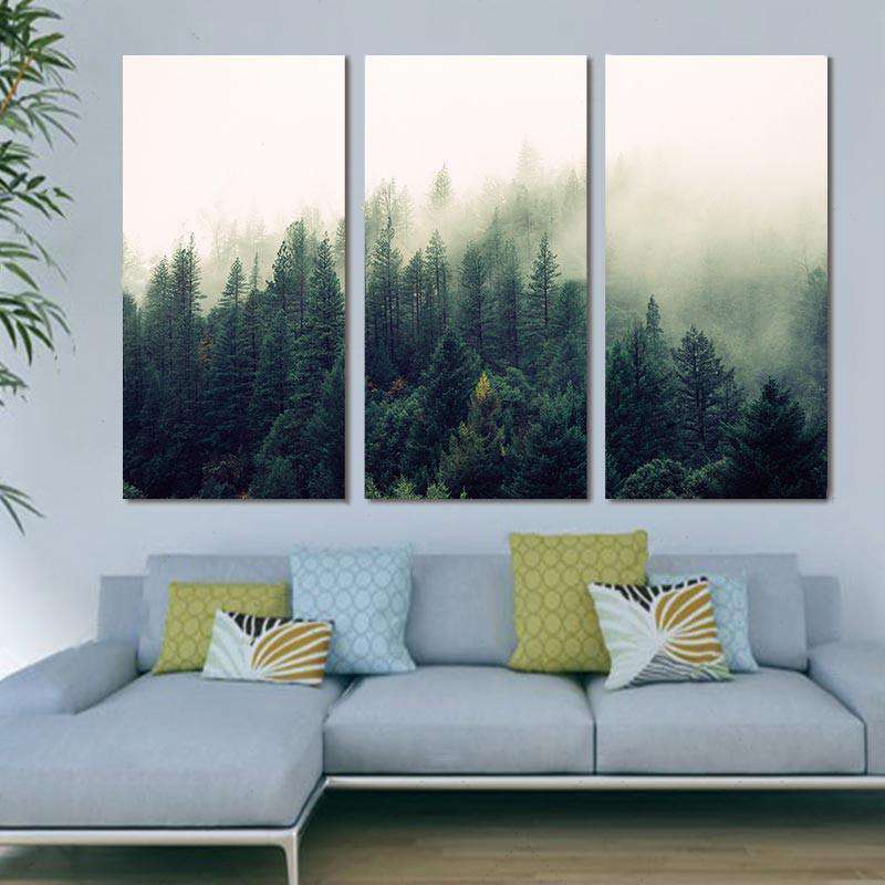 Sobre la Niebla del Bosque Lienzo Artístico 3 Piezas - ARTYHC™