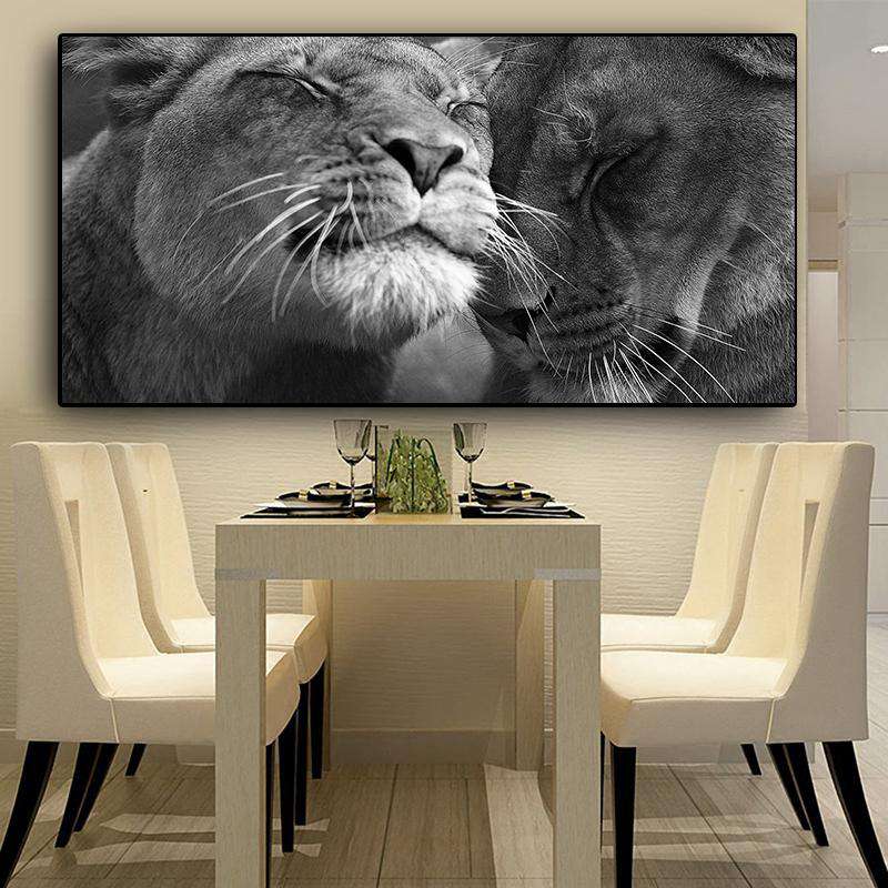 León y Leona Estilo 2 Lienzo Artístico 1 Pieza - ARTYHC™