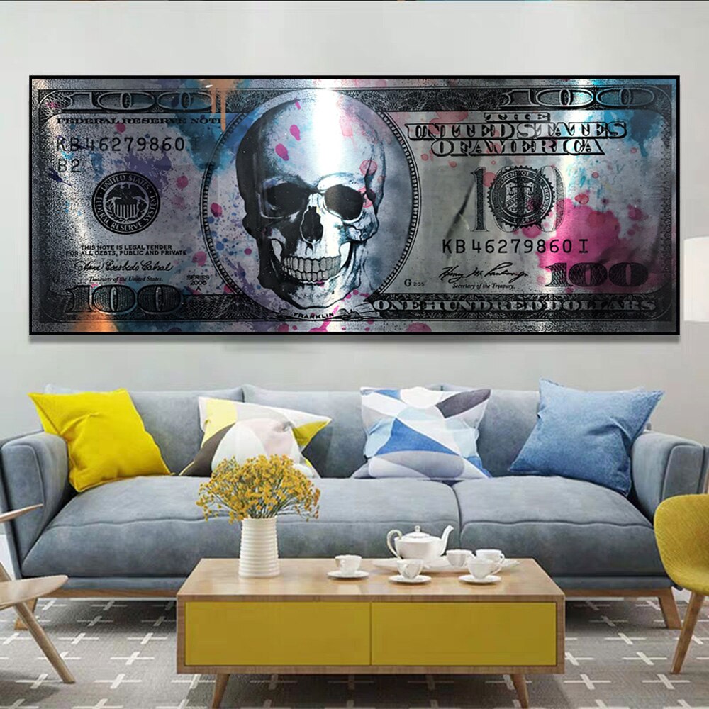 Billete de 100 Dólares "El Calavera" Lienzo Artístico Edición Limitada 1 Pieza - ARTYHC™