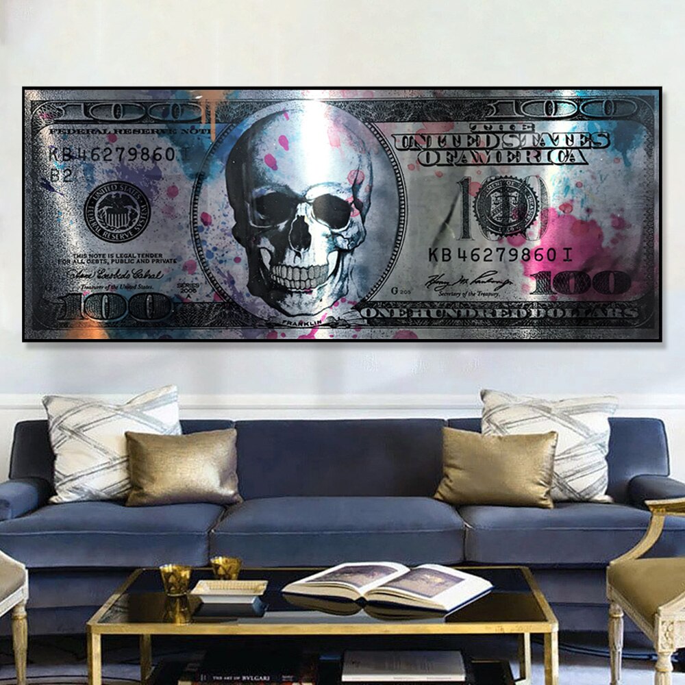 Billete de 100 Dólares "El Calavera" Lienzo Artístico Edición Limitada 1 Pieza - ARTYHC™