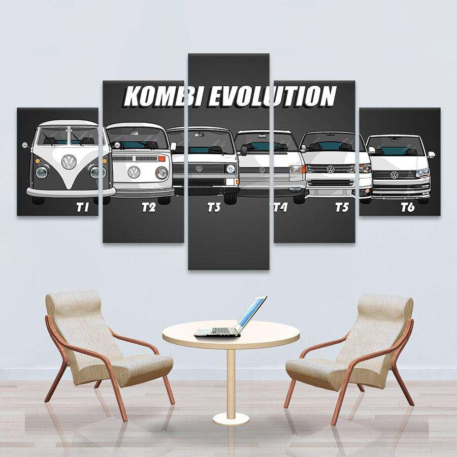 Kombi Evolución Lienzo Artístico 5 Piezas - ARTYHC™