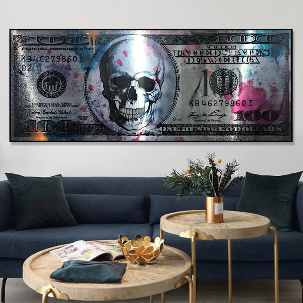 Billete de 100 Dólares "El Calavera" Lienzo Artístico Edición Limitada 1 Pieza - ARTYHC™