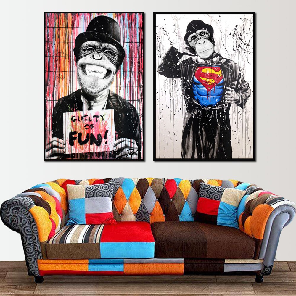 Monos Divertidos Lienzo Artístico 1 Pieza - ARTYHC™