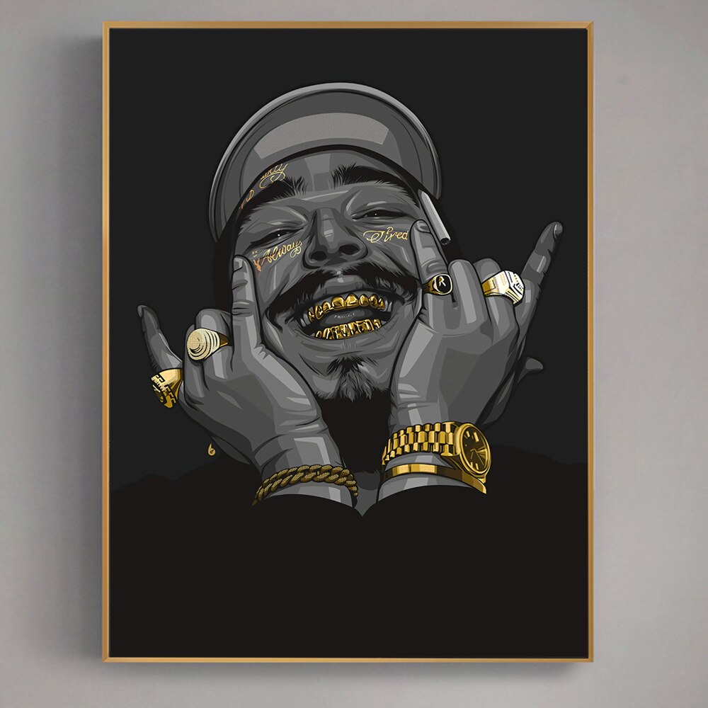 Sonrisa Dorada Post Malone Lienzo Artístico Edición Limitada 1 Pieza - ARTYHC™