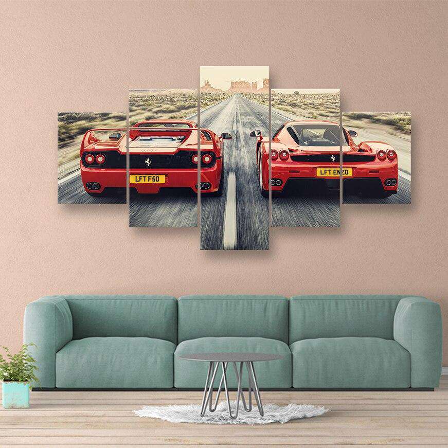 Ferrari en Acción Lienzo Artístico 5 Piezas - ARTYHC™