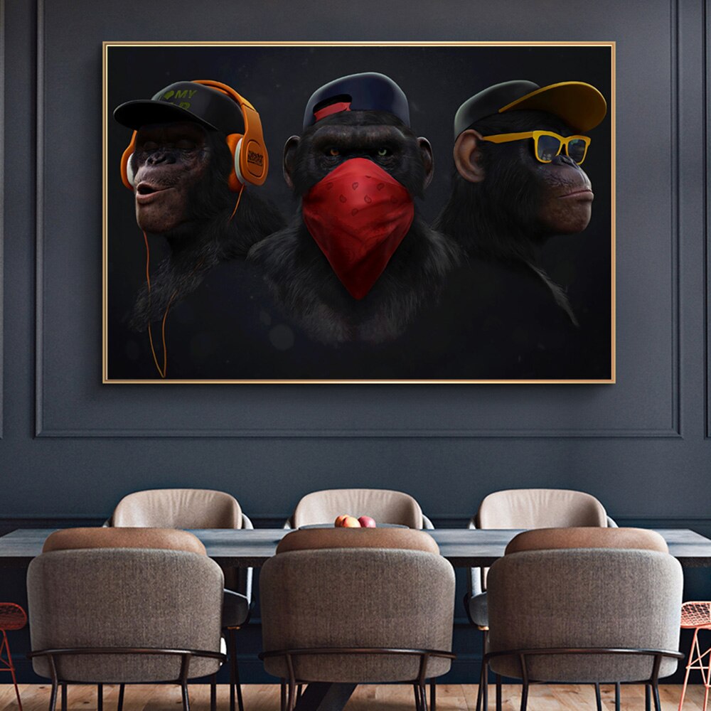 Los 3 Simios Lienzo Artístico Edición Limitada 1 Pieza - ARTYHC™
