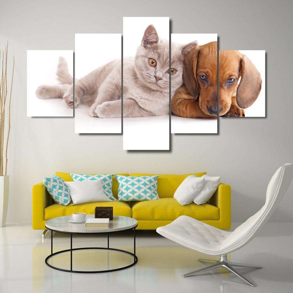 Animales Domésticos Lienzo Artístico 5 Piezas - ARTYHC™