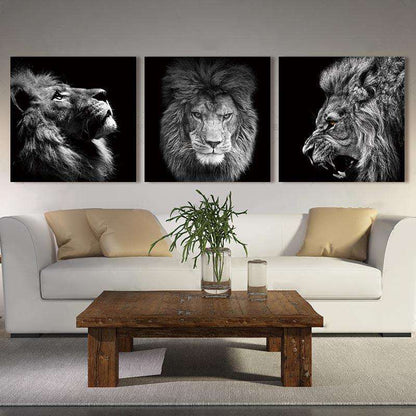 Mirada de Leones Lienzo Artístico 3 Piezas - ARTYHC™