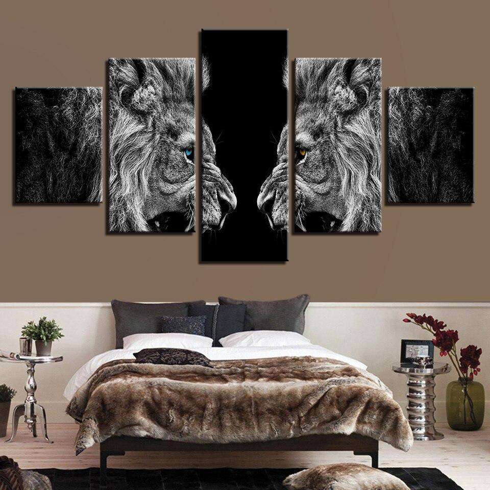 Mirada de Leones Lienzo Artístico 5 Piezas - ARTYHC™