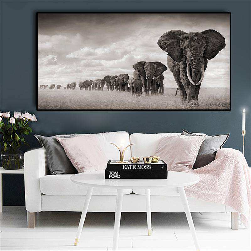 Manada de Elefantes Lienzo Artístico 1 Pieza - ARTYHC™