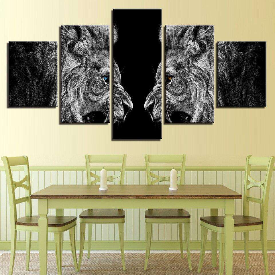 Mirada de Leones Lienzo Artístico 5 Piezas - ARTYHC™