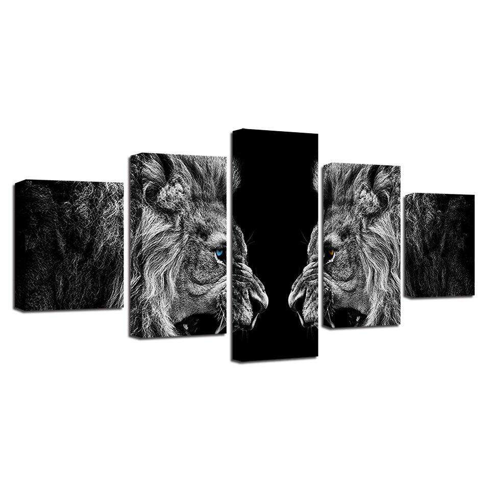 Mirada de Leones Lienzo Artístico 5 Piezas - ARTYHC™