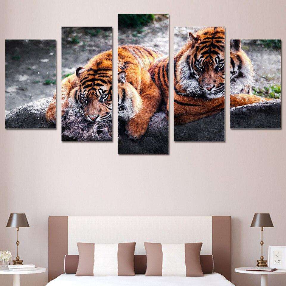 Tigres de Bengala Lienzo Artístico 5 Piezas - ARTYHC™