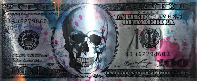 Billete de 100 Dólares "El Calavera" Lienzo Artístico Edición Limitada 1 Pieza - ARTYHC™