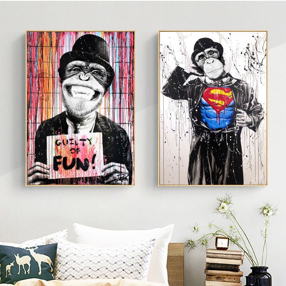 Monos Divertidos Lienzo Artístico 1 Pieza - ARTYHC™