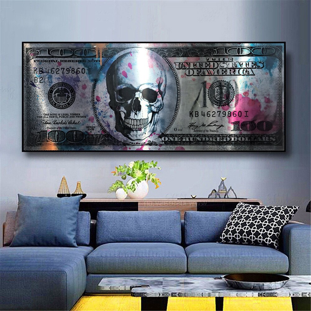 Billete de 100 Dólares "El Calavera" Lienzo Artístico Edición Limitada 1 Pieza - ARTYHC™