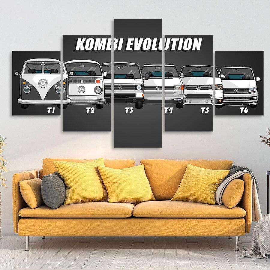 Kombi Evolución Lienzo Artístico 5 Piezas - ARTYHC™