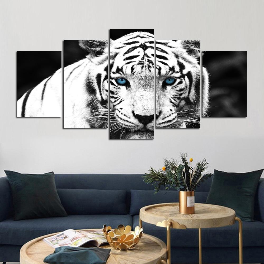 El Tigre Blanco Lienzo Artístico 5 Piezas - ARTYHC™