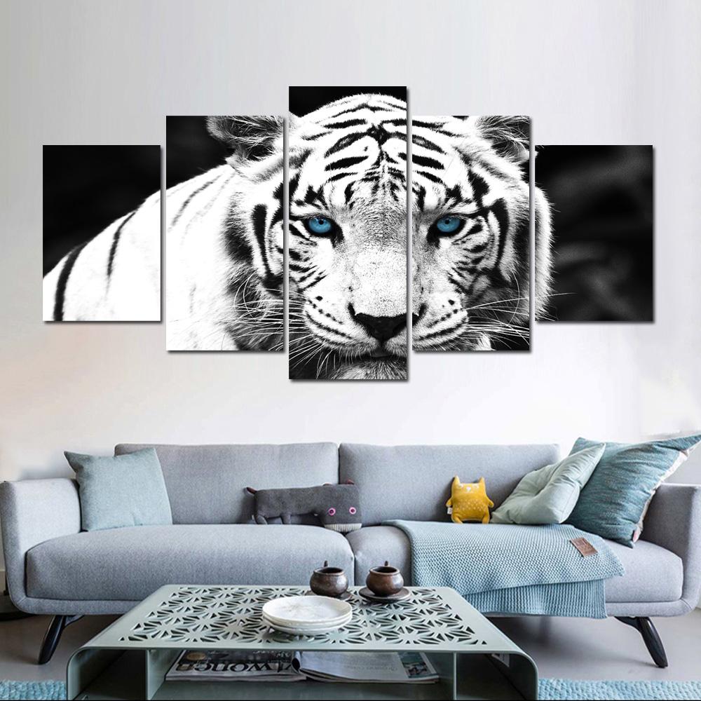 El Tigre Blanco Lienzo Artístico 5 Piezas - ARTYHC™