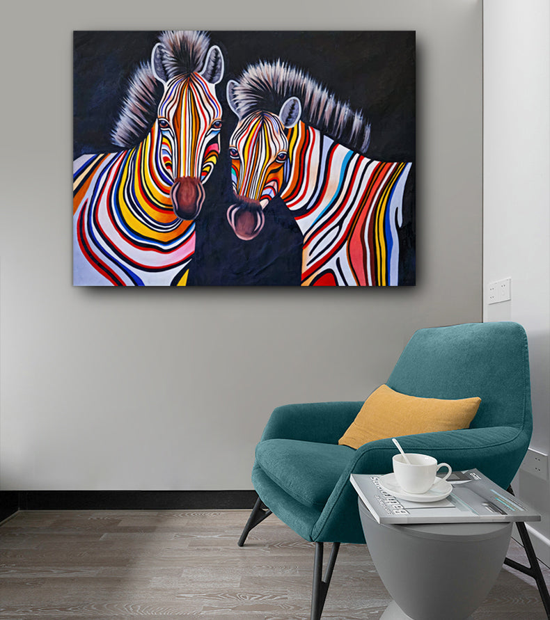 Las Cebras con Colores Lienzo Artístico 1 Pieza - ARTYHC™