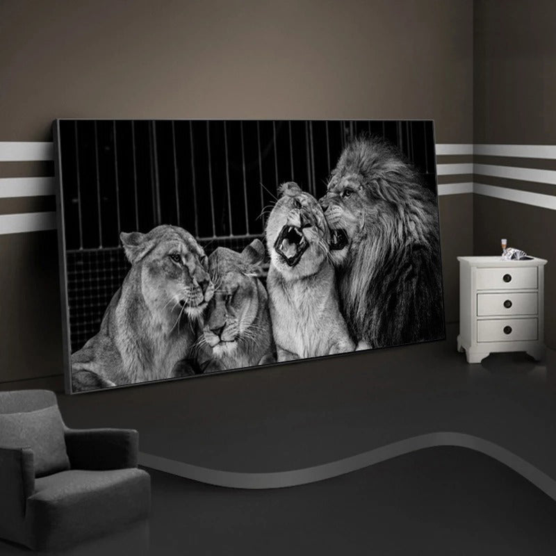 La Familia de Leones Lienzo Artístico 1 Pieza - ARTYHC™