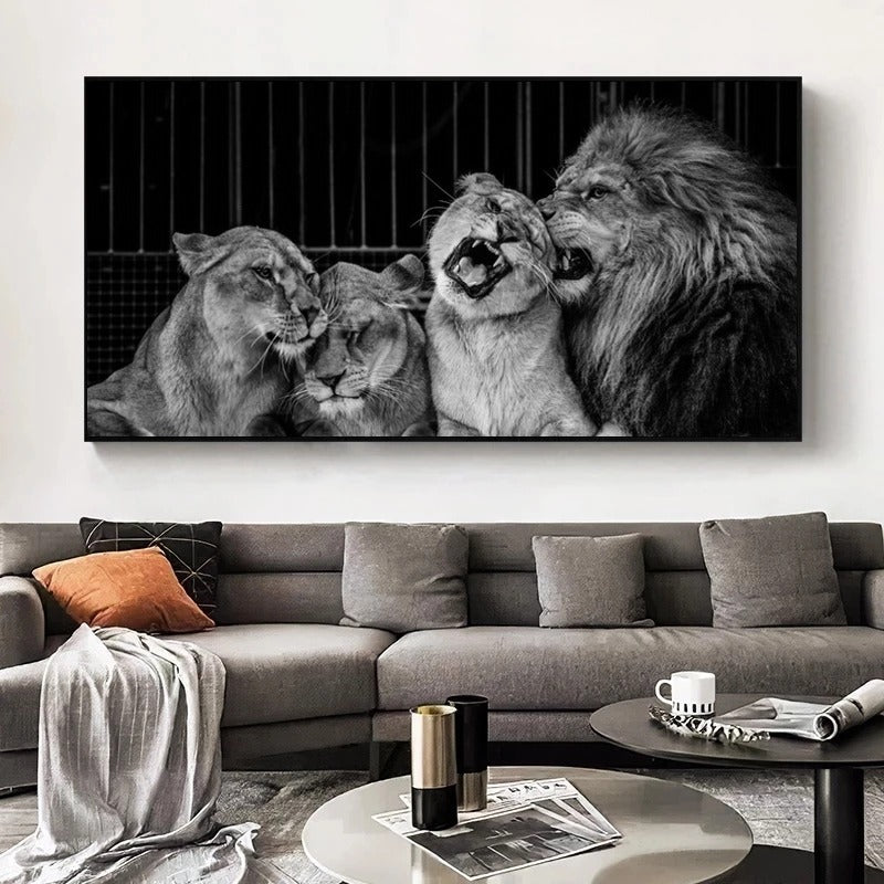 La Familia de Leones Lienzo Artístico 1 Pieza - ARTYHC™