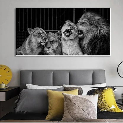 La Familia de Leones Lienzo Artístico 1 Pieza - ARTYHC™