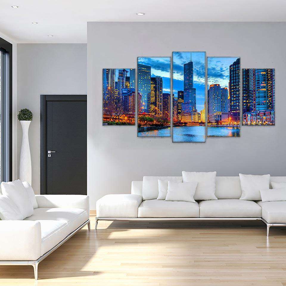 Edificios de Chicago City Lienzo Artístico 5 Piezas - ARTYHC™