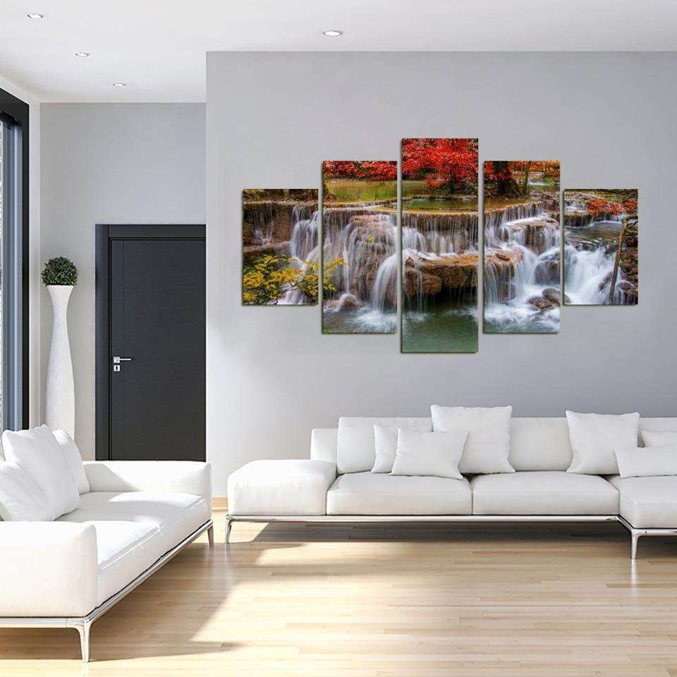 Cascada del Arce Rojo Lienzo Artístico 5 Piezas - ARTYHC™