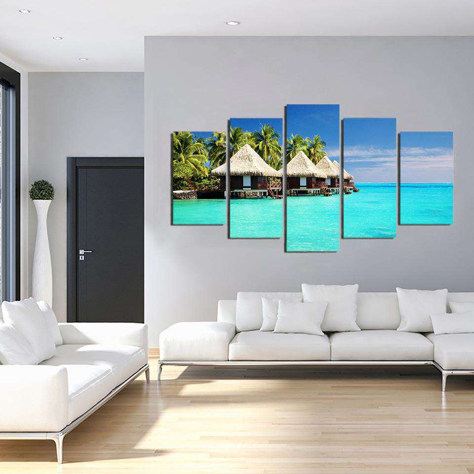 Isla Tropical Maldivas Lienzo Artístico 5 Piezas - ARTYHC™