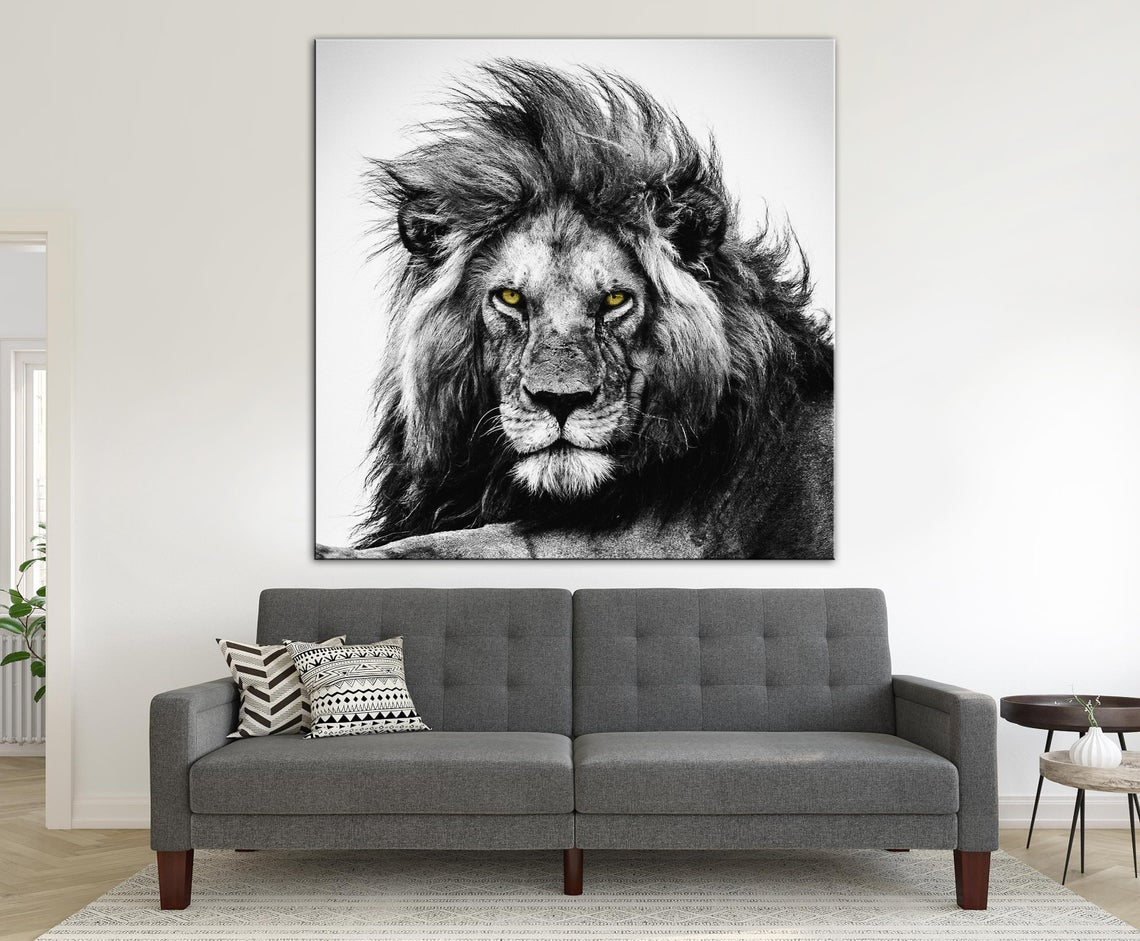 El León de Ojos Amarillos Lienzo Artístico 1 Pieza - ARTYHC™