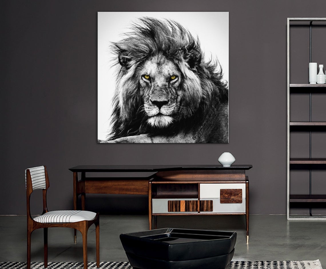 El León de Ojos Amarillos Lienzo Artístico 1 Pieza - ARTYHC™