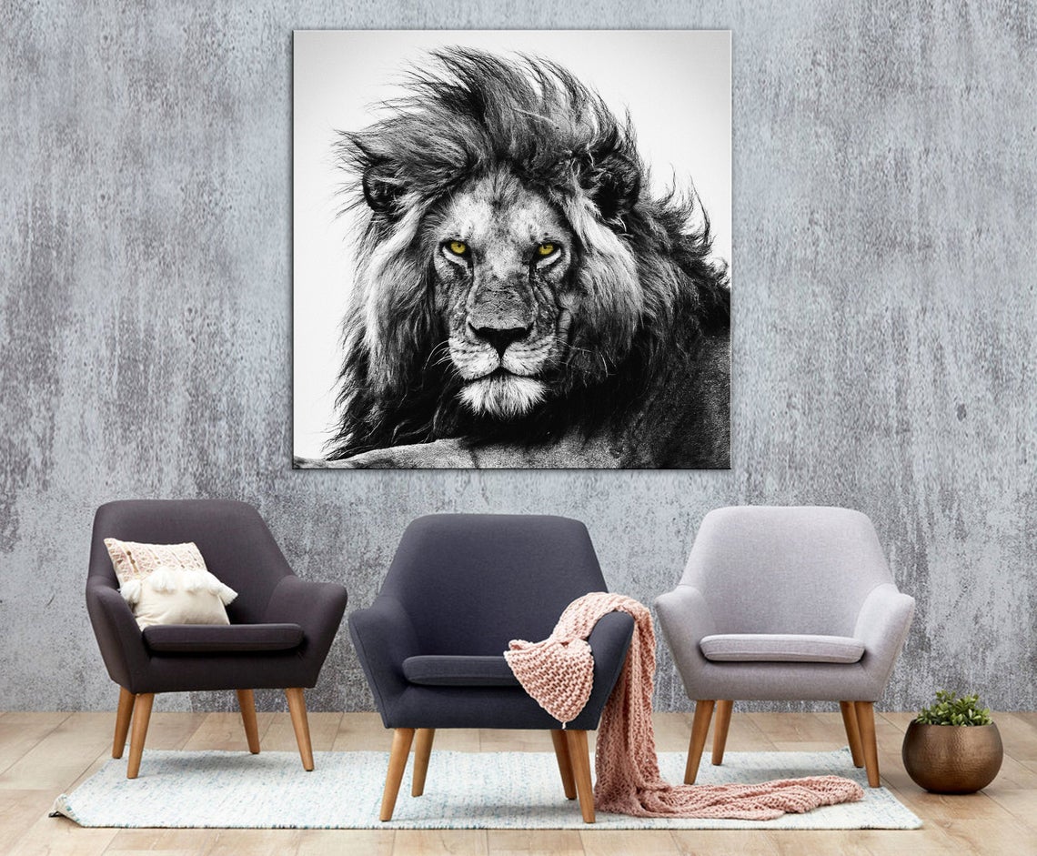 El León de Ojos Amarillos Lienzo Artístico 1 Pieza - ARTYHC™