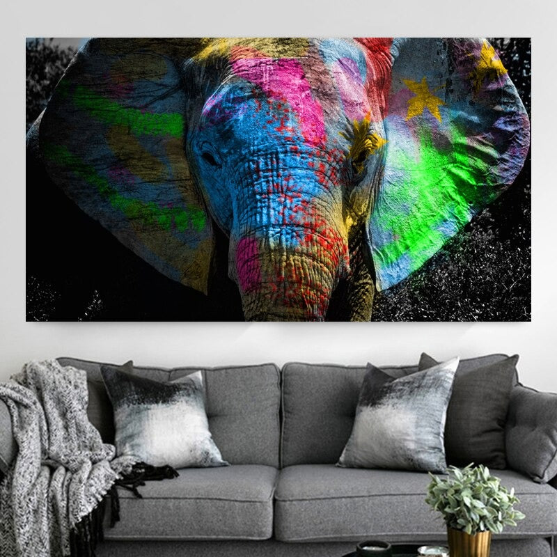Elefante colorido Lienzo Artístico 1 Pieza - ARTYHC™