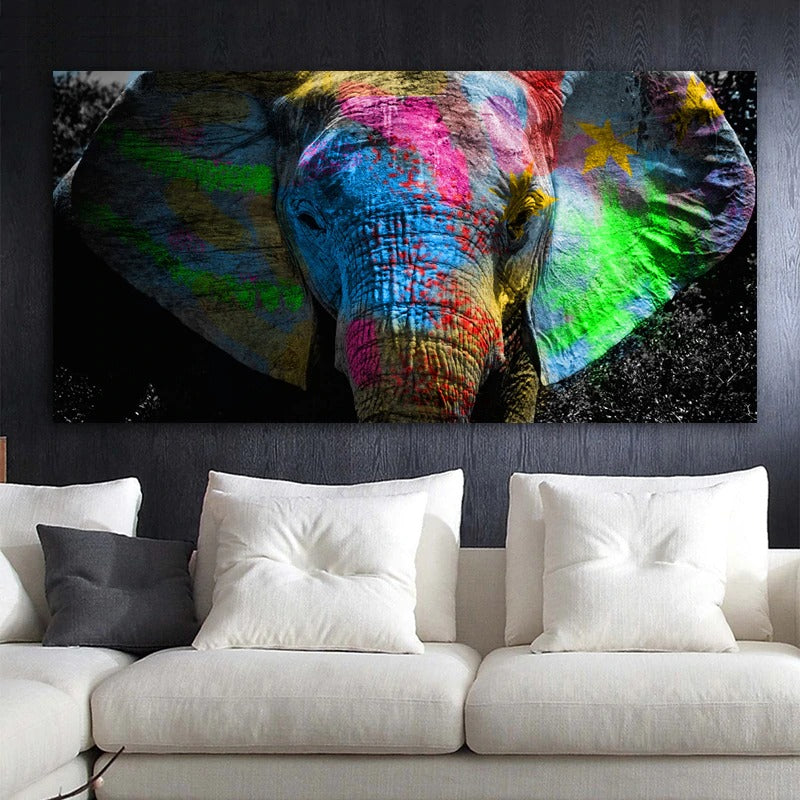 Elefante colorido Lienzo Artístico 1 Pieza - ARTYHC™