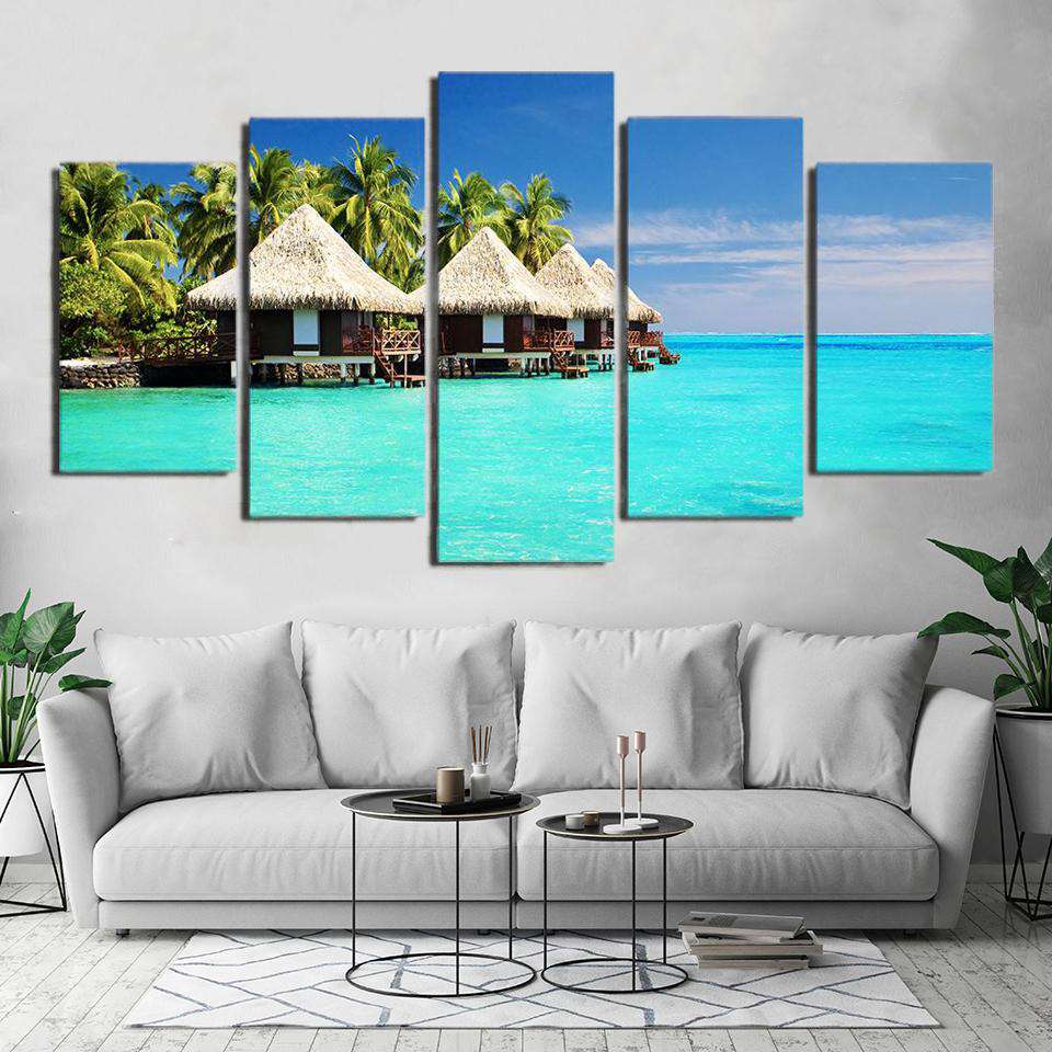 Isla Tropical Maldivas Lienzo Artístico 5 Piezas - ARTYHC™