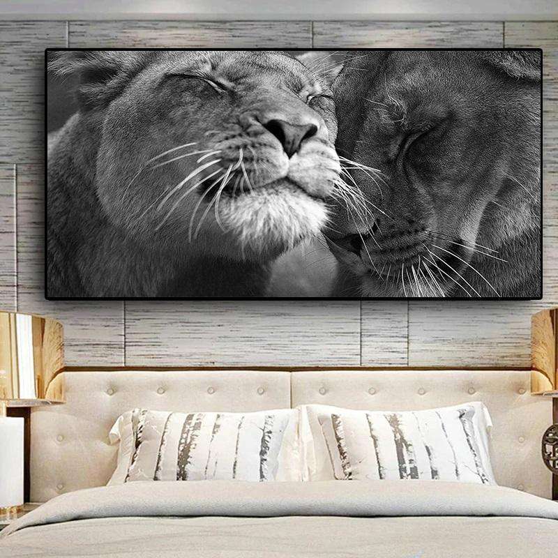 León y Leona Estilo 2 Lienzo Artístico 1 Pieza - ARTYHC™