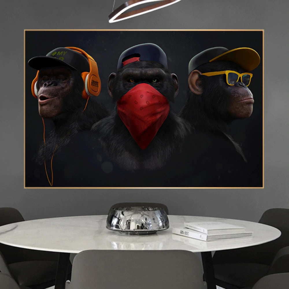 Los 3 Simios Lienzo Artístico Edición Limitada 1 Pieza - ARTYHC™